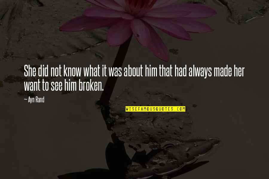 She Broken Quotes By Ayn Rand: She did not know what it was about