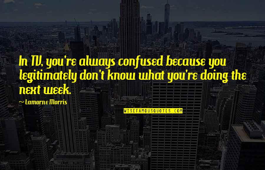 She Changed Everything Quotes By Lamorne Morris: In TV, you're always confused because you legitimately She Changed Everything Quotes By Lamorne Morris: In TV, you're always confused because you legitimately