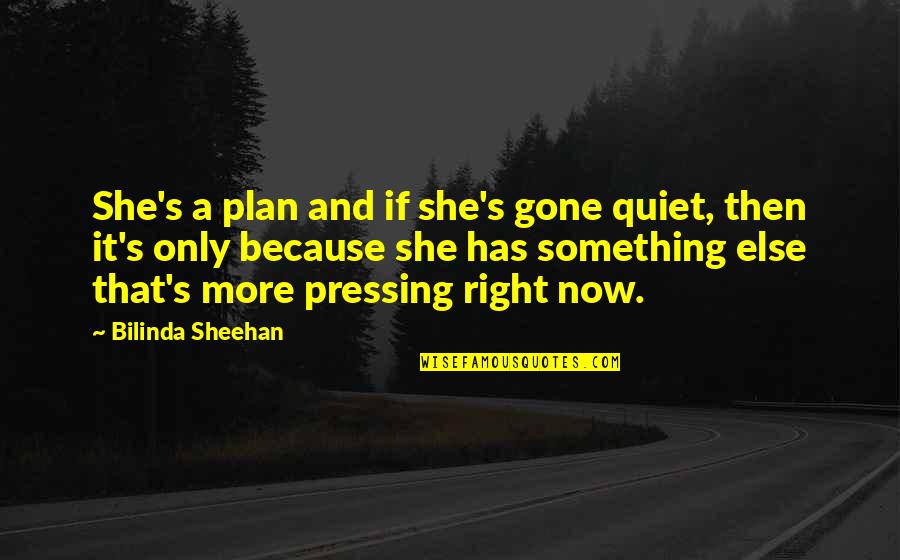 She Has Gone Quotes By Bilinda Sheehan: She's a plan and if she's gone quiet,