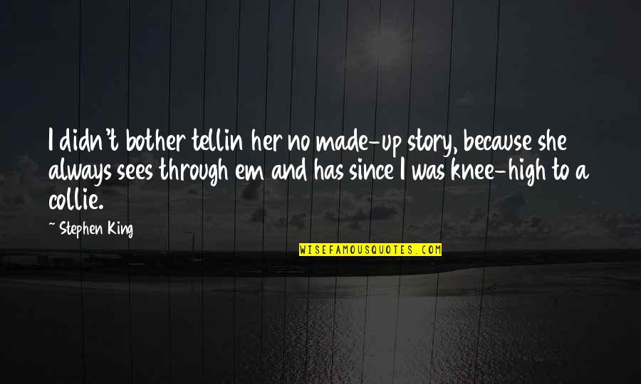 She Has Quotes By Stephen King: I didn't bother tellin her no made-up story,