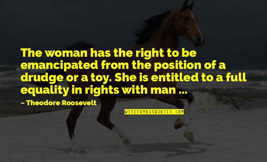 She Has Quotes By Theodore Roosevelt: The woman has the right to be emancipated