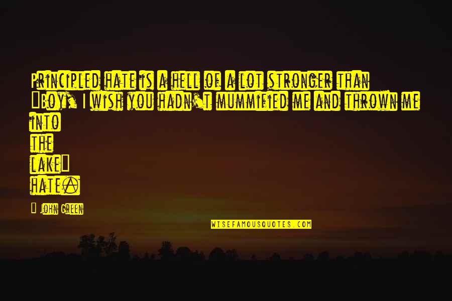 She Is Beautiful Short Quotes By John Green: Principled hate is a hell of a lot