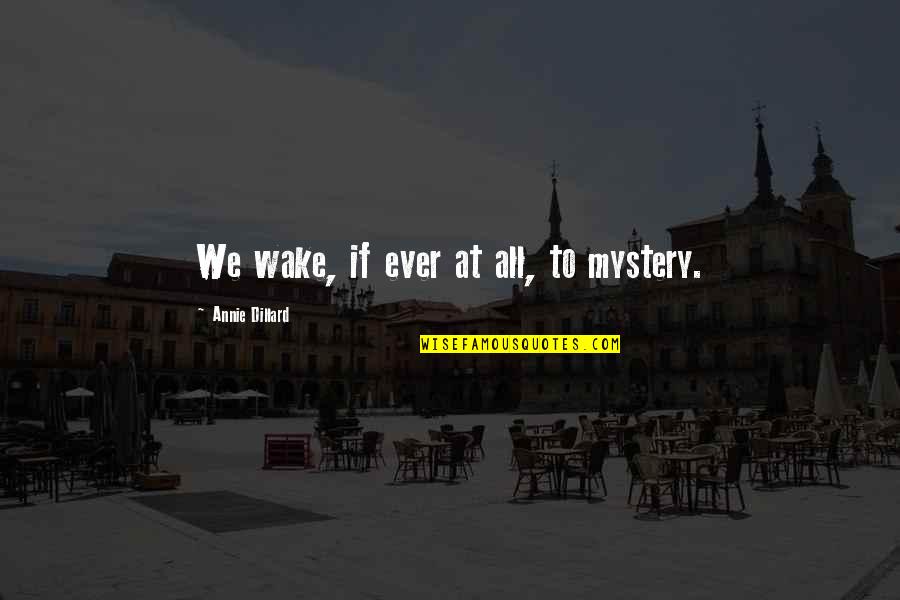 She Is Like An Angel Quotes By Annie Dillard: We wake, if ever at all, to mystery. She Is Like An Angel Quotes By Annie Dillard: We wake, if ever at all, to mystery.