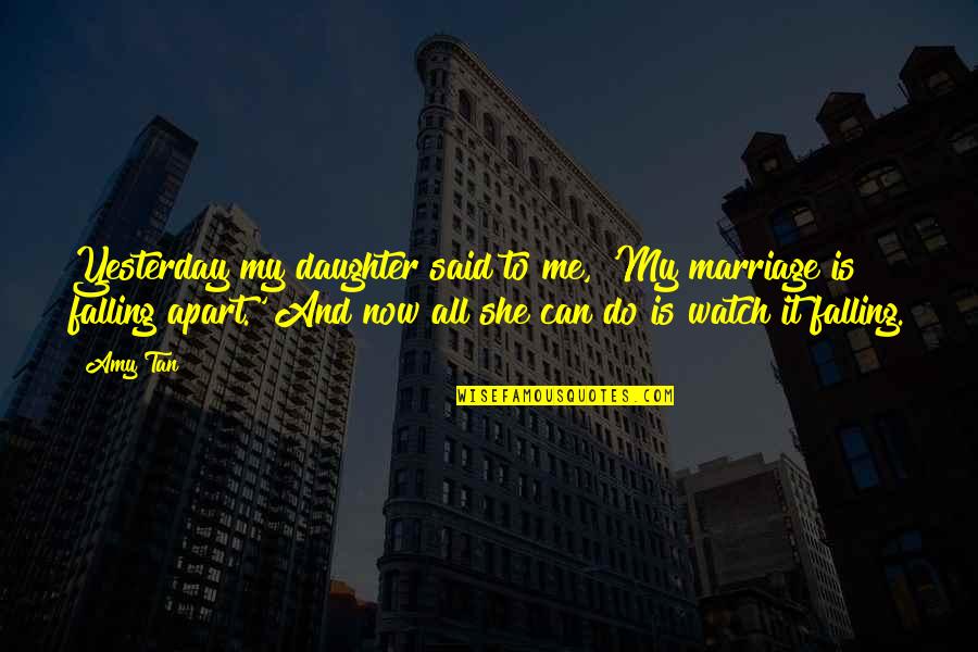 She Is My Daughter Quotes By Amy Tan: Yesterday my daughter said to me, 'My marriage