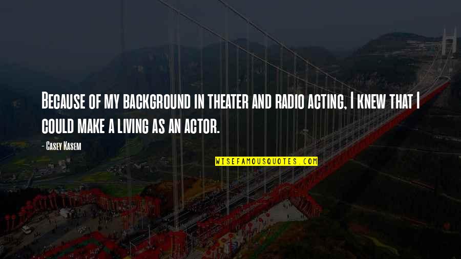 She Knows Everything Quotes By Casey Kasem: Because of my background in theater and radio She Knows Everything Quotes By Casey Kasem: Because of my background in theater and radio