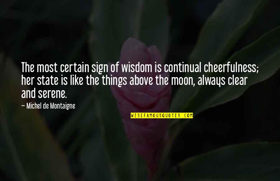 She Left Me All Alone Quotes By Michel De Montaigne: The most certain sign of wisdom is continual