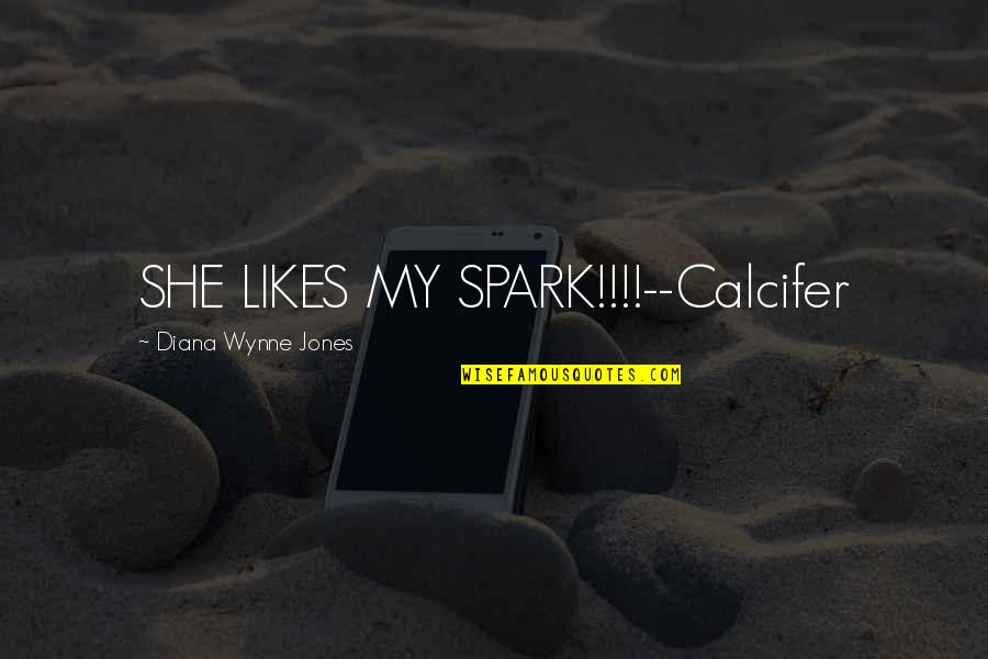 She Likes You Quotes By Diana Wynne Jones: SHE LIKES MY SPARK!!!!--Calcifer