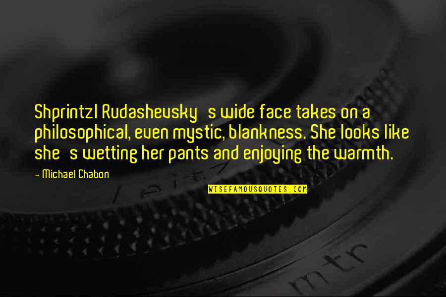 She Looks Like Quotes By Michael Chabon: Shprintzl Rudashevsky's wide face takes on a philosophical,