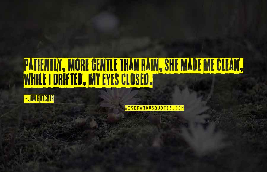 She Made Me Quotes By Jim Butcher: Patiently, more gentle than rain, she made me