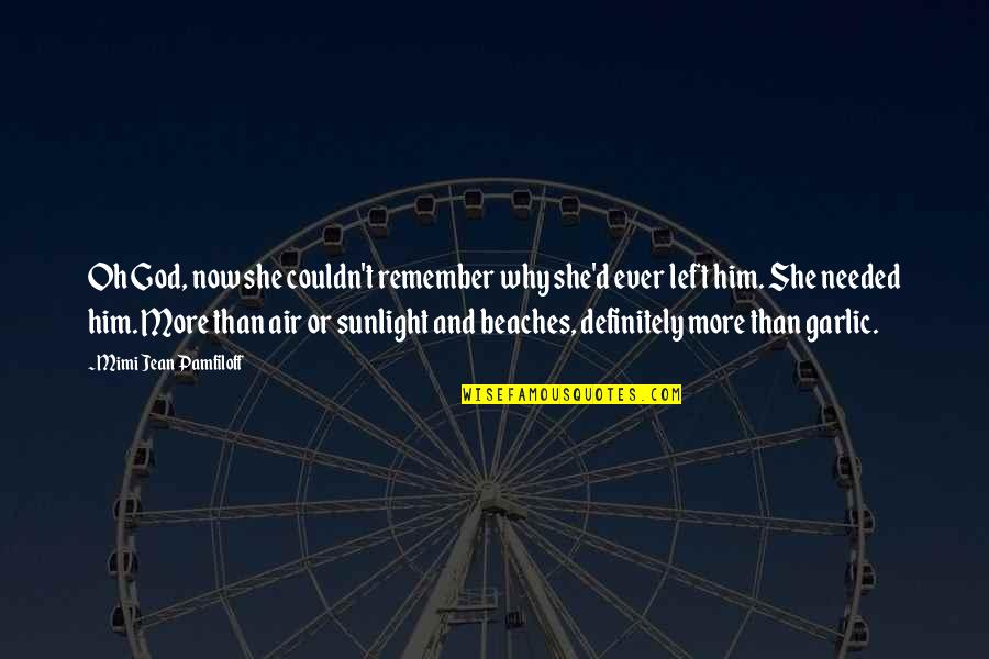 She Needed You Quotes By Mimi Jean Pamfiloff: Oh God, now she couldn't remember why she'd