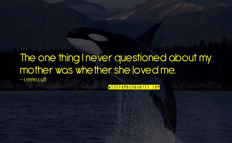 She Never Loved Me Quotes By Lorna Luft: The one thing I never questioned about my