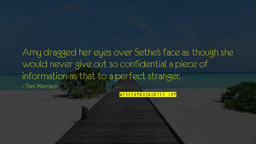 She Not Perfect Quotes By Toni Morrison: Amy dragged her eyes over Sethe's face as