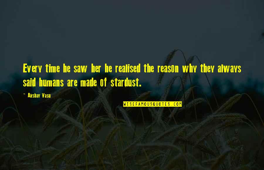 She Realize Quotes By Akshay Vasu: Every time he saw her he realised the