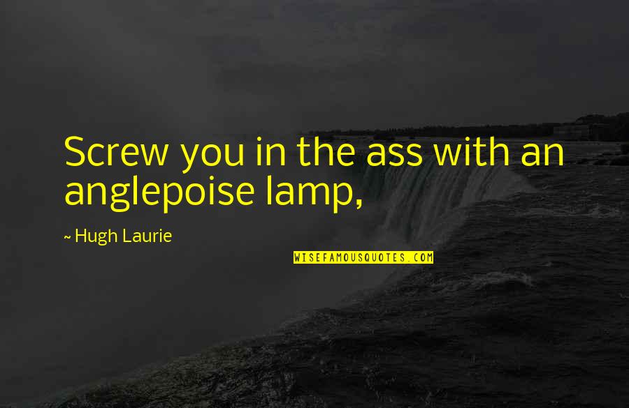 She Rises Quotes By Hugh Laurie: Screw you in the ass with an anglepoise