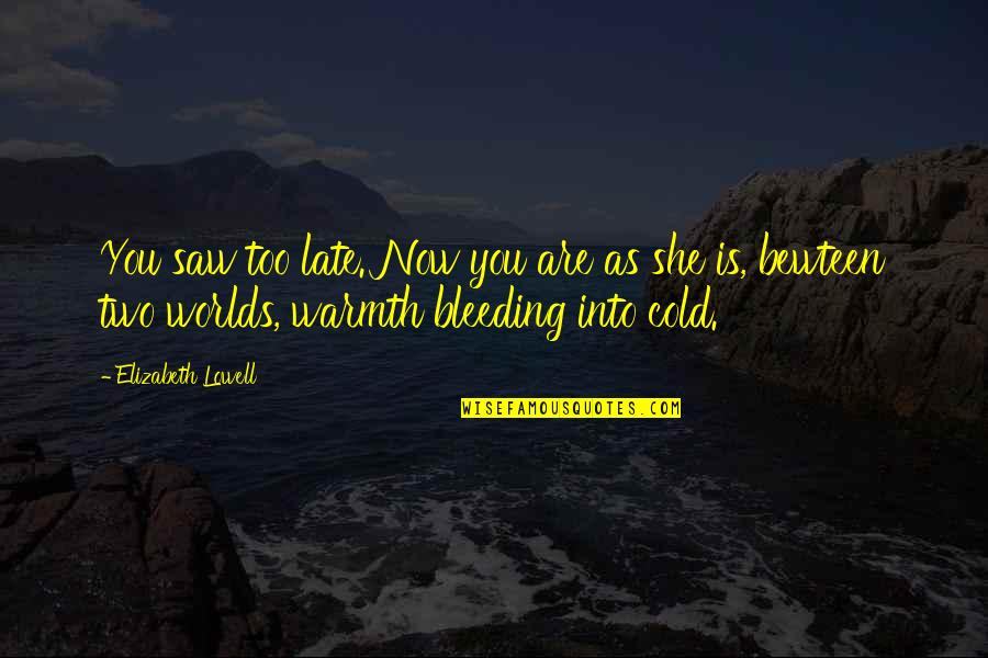 She S Bleeding Quotes By Elizabeth Lowell: You saw too late. Now you are as She S Bleeding Quotes By Elizabeth Lowell: You saw too late. Now you are as