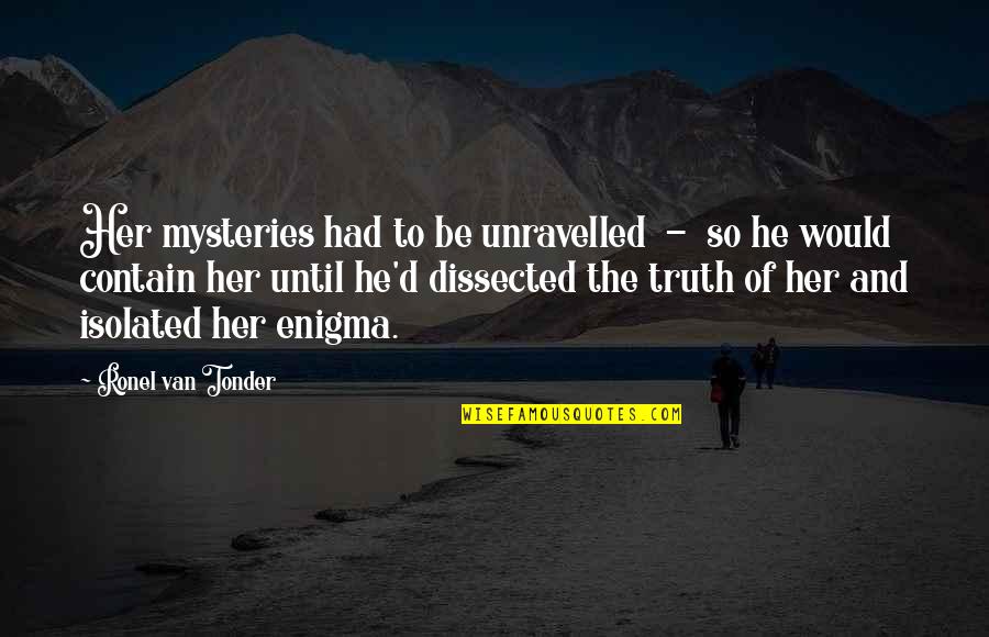 She Squats Bro Quotes By Ronel Van Tonder: Her mysteries had to be unravelled - so