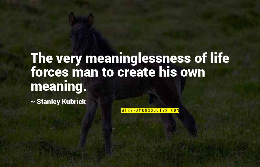 She Stands Out Quotes By Stanley Kubrick: The very meaninglessness of life forces man to