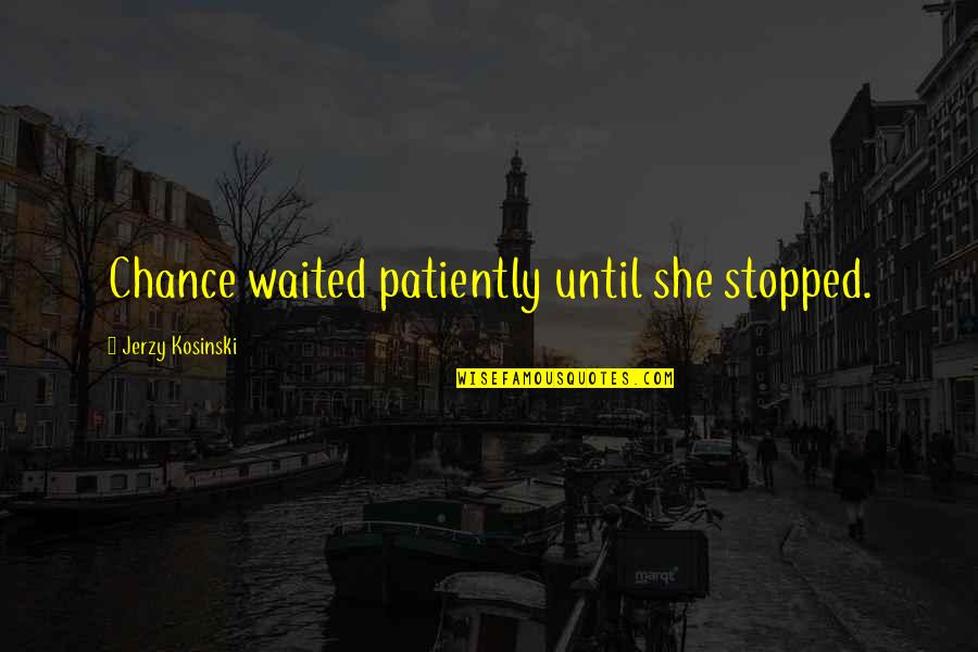 She Waited For You Quotes By Jerzy Kosinski: Chance waited patiently until she stopped.