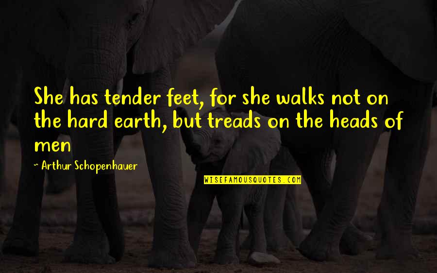 She Walks Quotes By Arthur Schopenhauer: She has tender feet, for she walks not