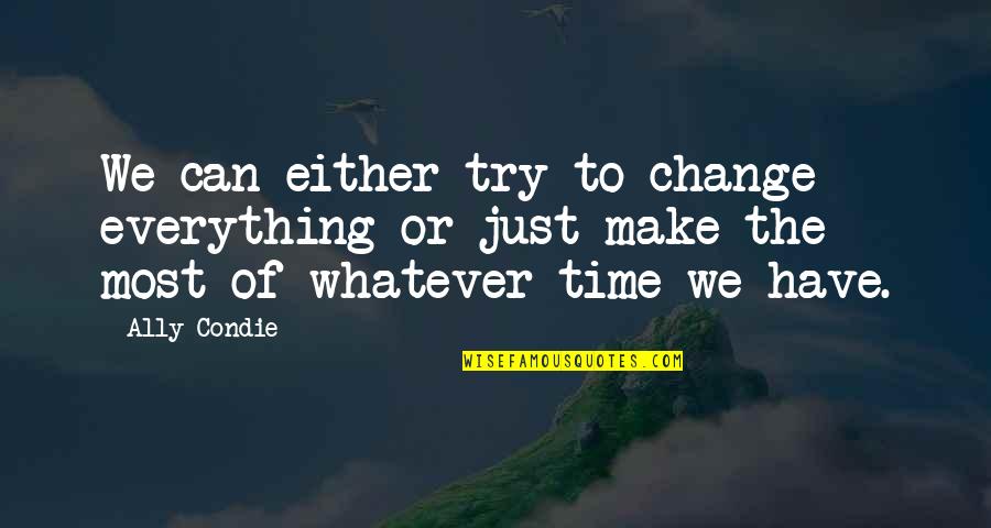 She Will Stop Chasing You Quotes By Ally Condie: We can either try to change everything or