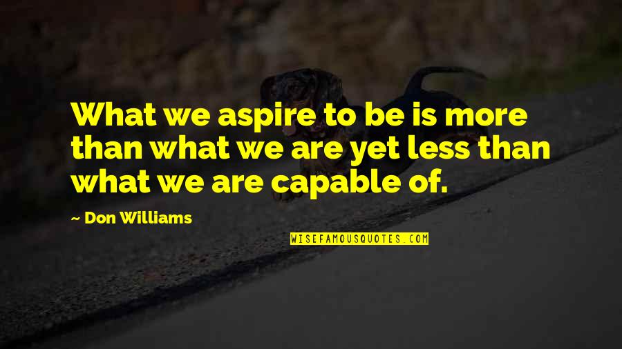 Sheaffer Told Quotes By Don Williams: What we aspire to be is more than