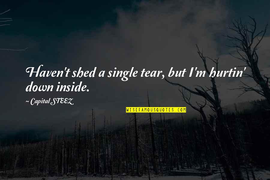 Shed Your Tears Quotes By Capital STEEZ: Haven't shed a single tear, but I'm hurtin'