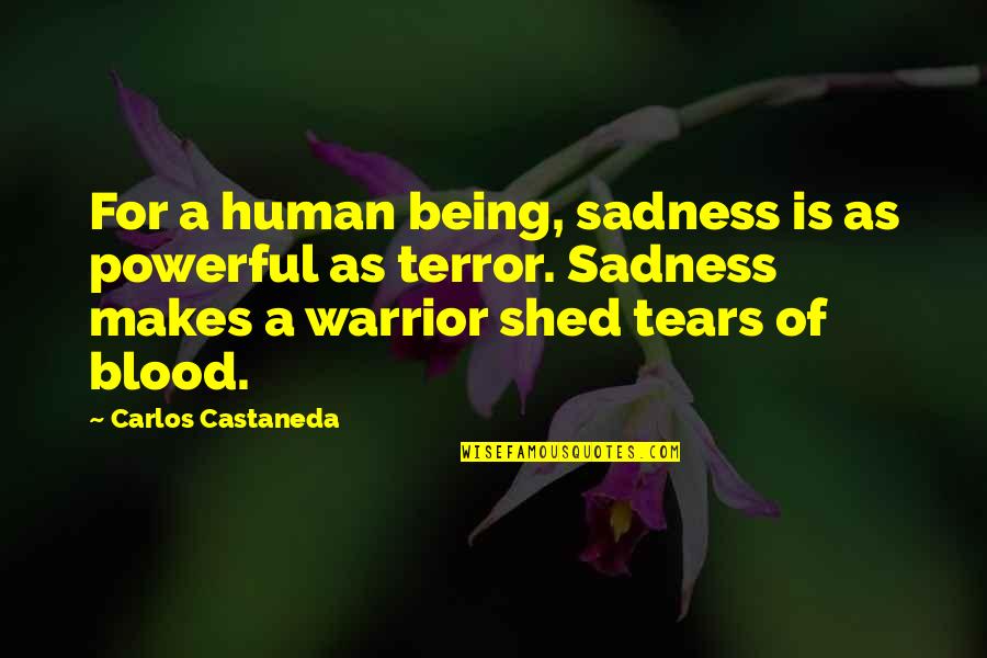 Shed Your Tears Quotes By Carlos Castaneda: For a human being, sadness is as powerful