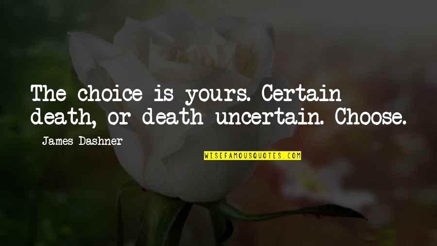 Sheeder Quotes By James Dashner: The choice is yours. Certain death, or death Sheeder Quotes By James Dashner: The choice is yours. Certain death, or death