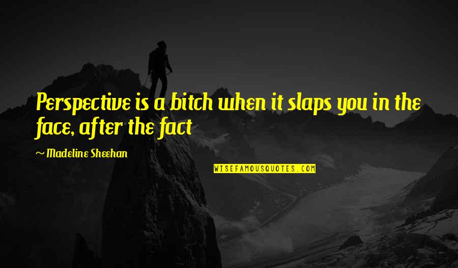 Sheehan's Quotes By Madeline Sheehan: Perspective is a bitch when it slaps you