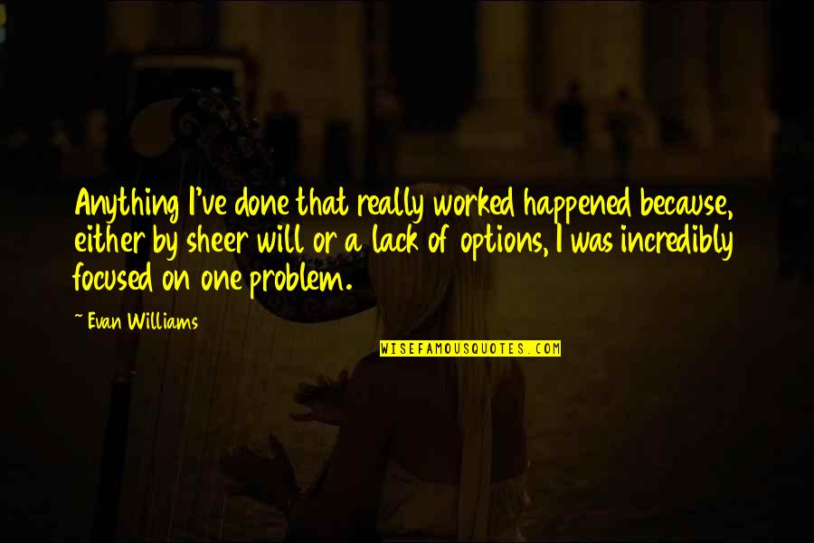 Sheer Will Quotes By Evan Williams: Anything I've done that really worked happened because,