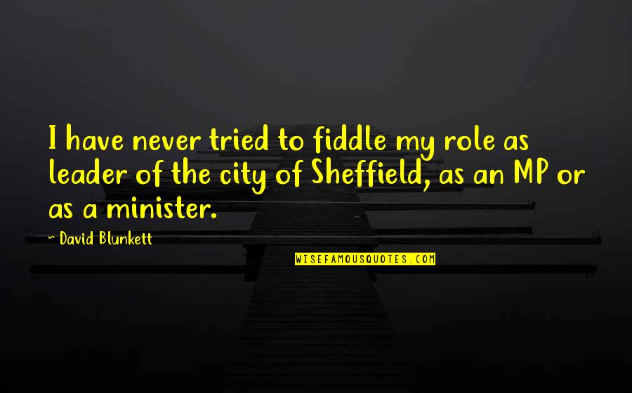 Sheffield's Quotes By David Blunkett: I have never tried to fiddle my role