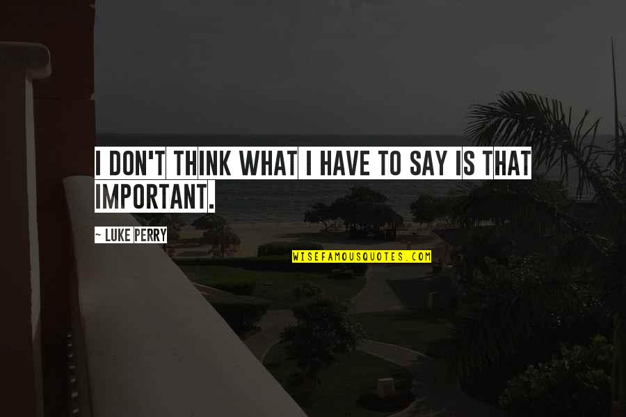 Shefskitchen Quotes By Luke Perry: I don't think what I have to say