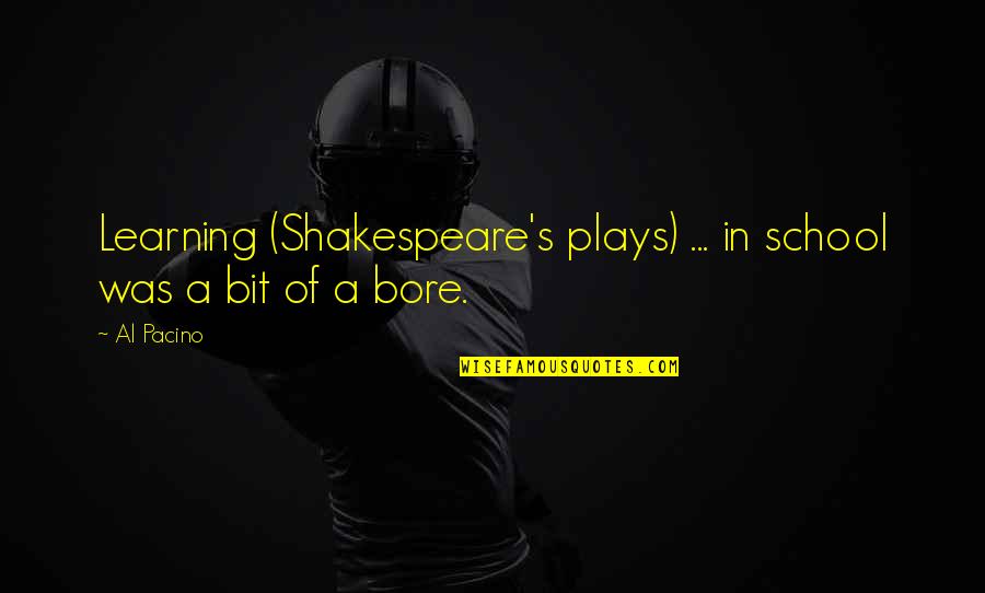 Shegness Quotes By Al Pacino: Learning (Shakespeare's plays) ... in school was a