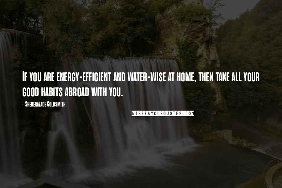 Sheherazade Goldsmith quotes: If you are energy-efficient and water-wise at home, then take all your good habits abroad with you.