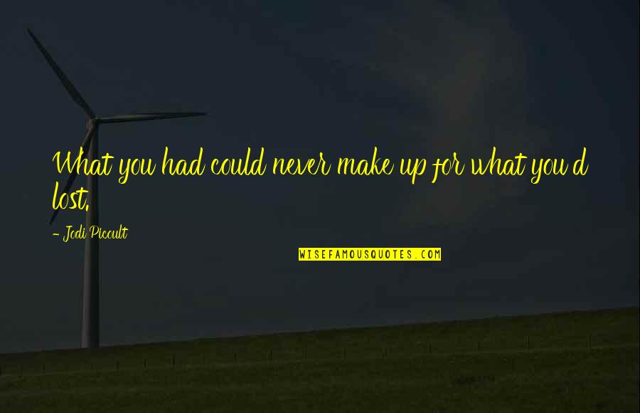 Sheikh Saad Tasleem Quotes By Jodi Picoult: What you had could never make up for Sheikh Saad Tasleem Quotes By Jodi Picoult: What you had could never make up for