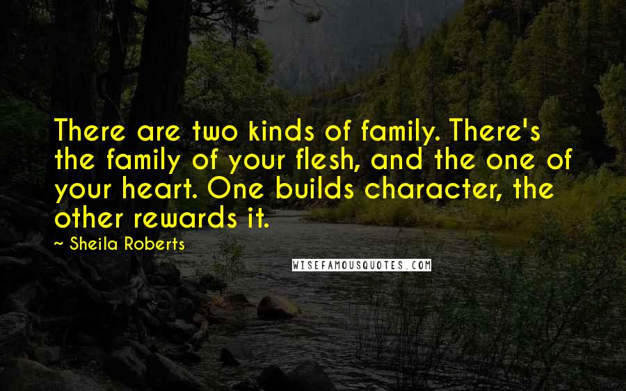 Sheila Roberts quotes: There are two kinds of family. There's the family of your flesh, and the one of your heart. One builds character, the other rewards it.