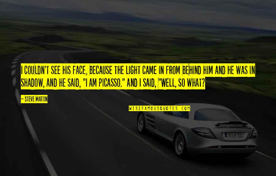 Sheinwald Quotes By Steve Martin: I couldn't see his face, because the light