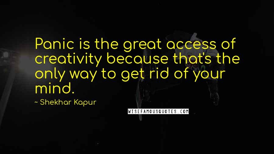 Shekhar Kapur quotes: Panic is the great access of creativity because that's the only way to get rid of your mind.