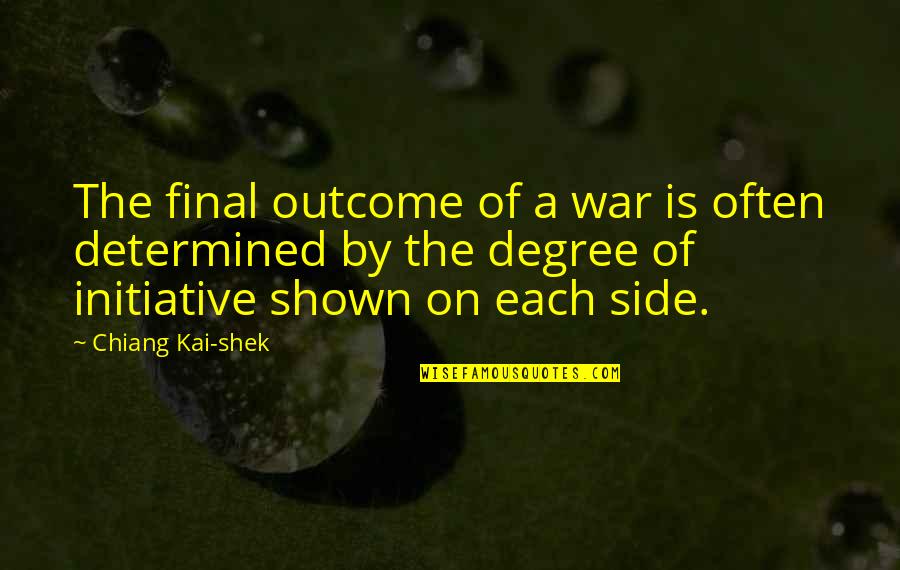 Shek'zeer Quotes By Chiang Kai-shek: The final outcome of a war is often Shek'zeer Quotes By Chiang Kai-shek: The final outcome of a war is often