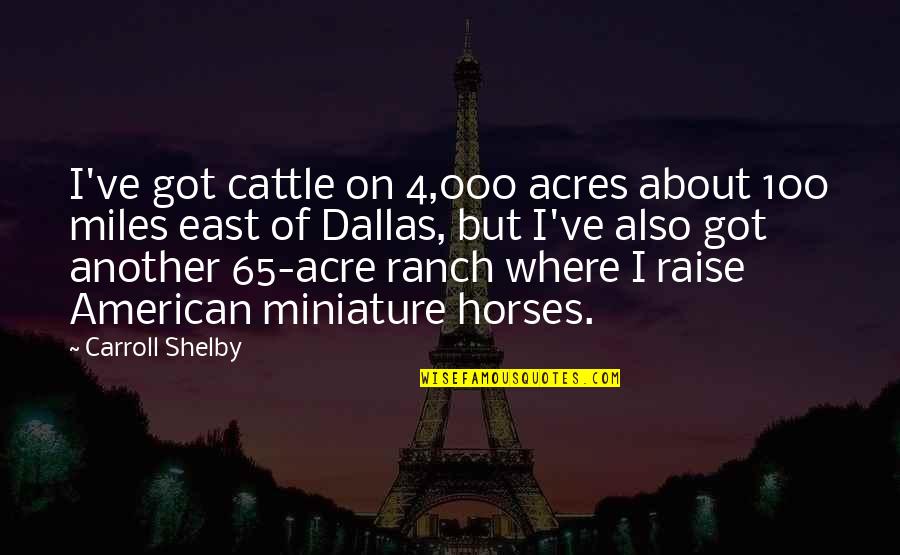Shelby Carroll Quotes By Carroll Shelby: I've got cattle on 4,000 acres about 100 Shelby Carroll Quotes By Carroll Shelby: I've got cattle on 4,000 acres about 100