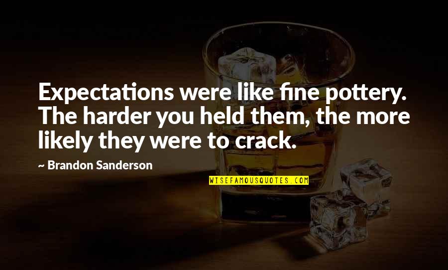Shellee Nolan Quotes By Brandon Sanderson: Expectations were like fine pottery. The harder you