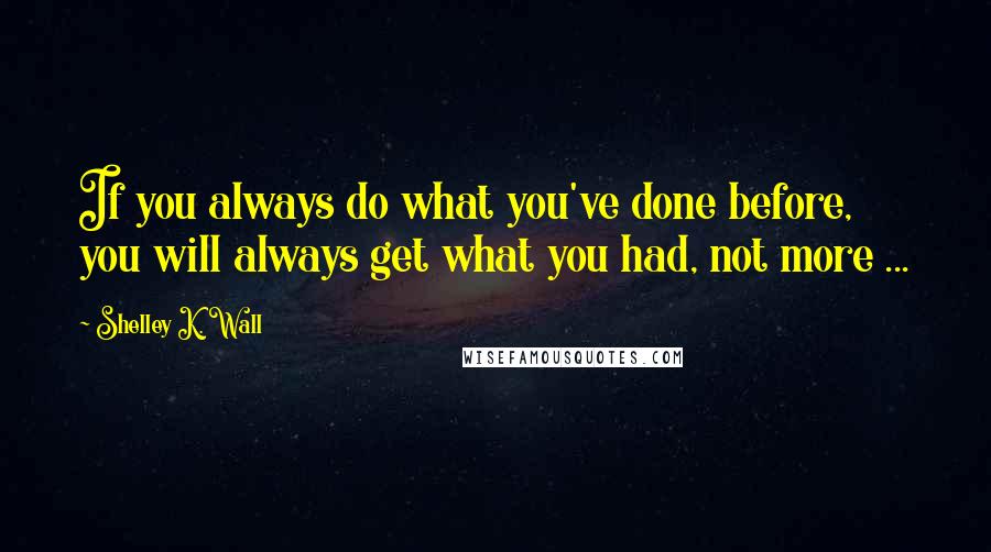 Shelley K. Wall quotes: If you always do what you've done before, you will always get what you had, not more ...