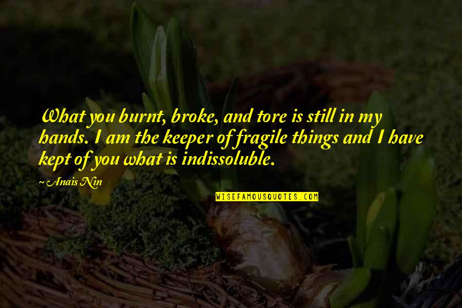 Shellfish And Cholesterol Quotes By Anais Nin: What you burnt, broke, and tore is still
