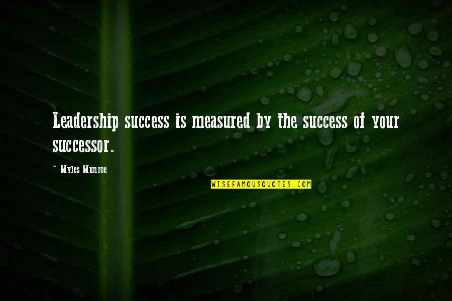 Shelmar Glass Quotes By Myles Munroe: Leadership success is measured by the success of