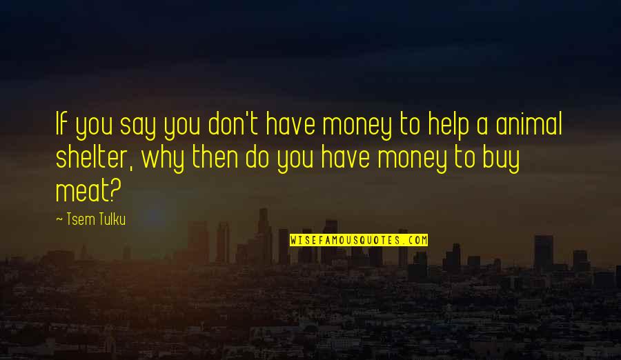 Shelter'd Quotes By Tsem Tulku: If you say you don't have money to