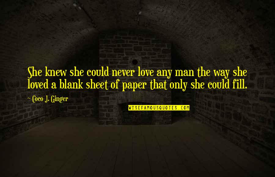 Shelved Synonym Quotes By Coco J. Ginger: She knew she could never love any man Shelved Synonym Quotes By Coco J. Ginger: She knew she could never love any man