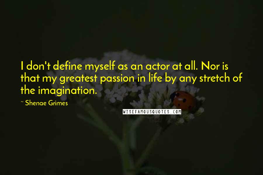 Shenae Grimes quotes: I don't define myself as an actor at all. Nor is that my greatest passion in life by any stretch of the imagination.