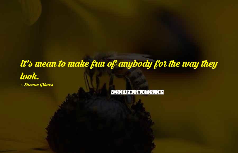 Shenae Grimes quotes: It's mean to make fun of anybody for the way they look.