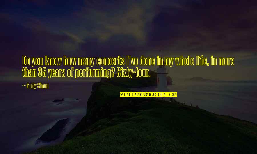 Shennel Gardner Quotes By Carly Simon: Do you know how many concerts I've done Shennel Gardner Quotes By Carly Simon: Do you know how many concerts I've done