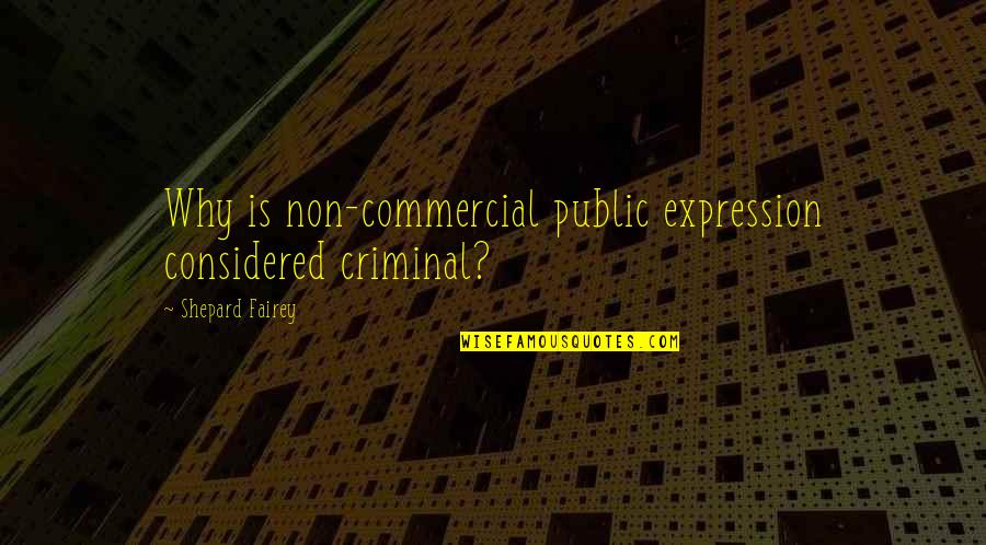 Shepard's Quotes By Shepard Fairey: Why is non-commercial public expression considered criminal?